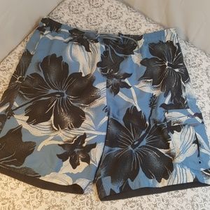Reebok Blue Floral Mens Swim Trunks